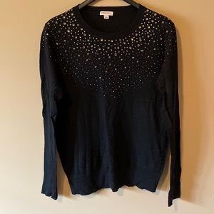 Pretty jeweled neck sweater size large black color